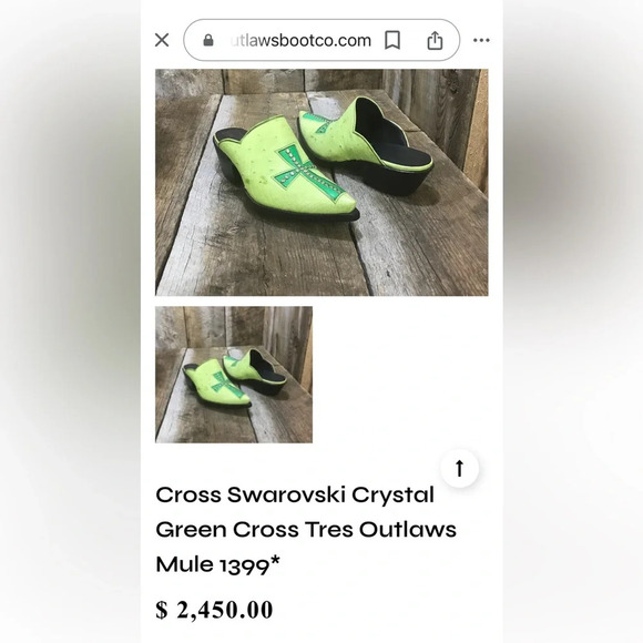 Tres Outlaws white with black Cross Swarovski crystals Pointed Toe mule boot 8.5 - Picture 3 of 16